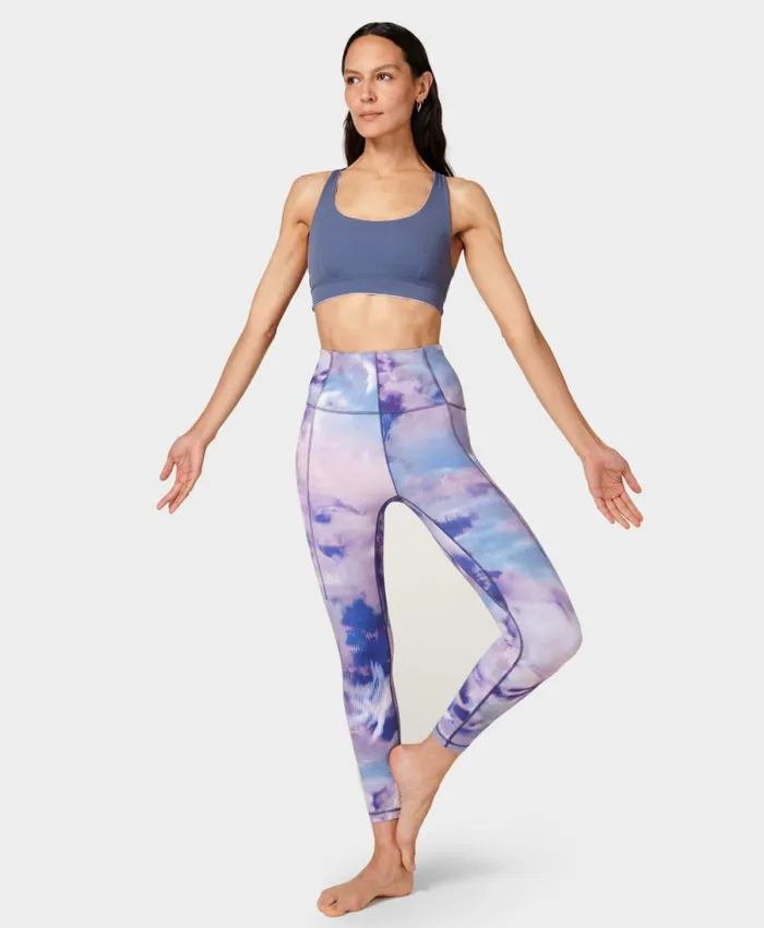 Women Super Soft Yoga Leggings Purple Mystical Print Sweaty Betty Yoga Pants