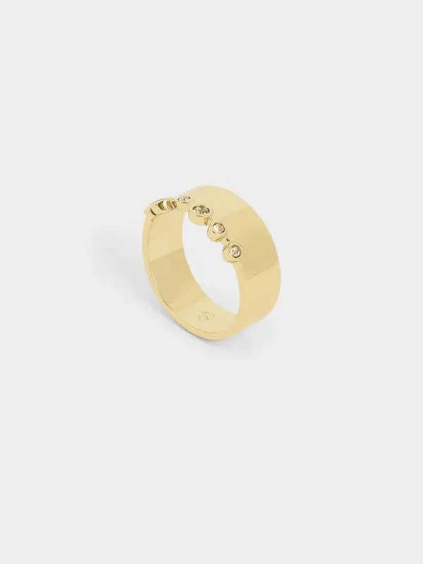 Women Swarovski Crystal Studded Ring 8211 Gold CHARLES and KEITH Rings