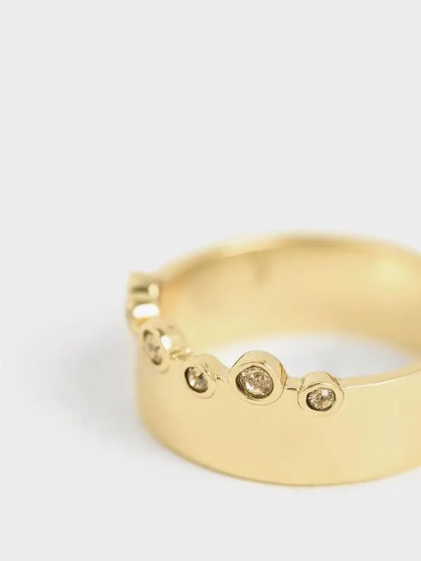 Women Swarovski Crystal Studded Ring 8211 Gold CHARLES and KEITH Rings Women Swarovski Crystal Studded Ring 8211 Gold CHARLES and KEITH Rings