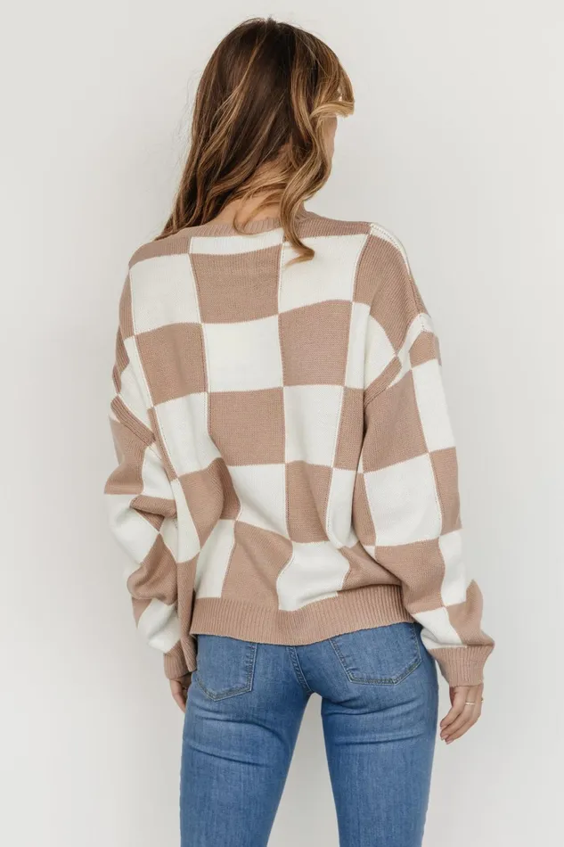 Women Sweaters Baltic Born Bella Checkered Sweater Taupe