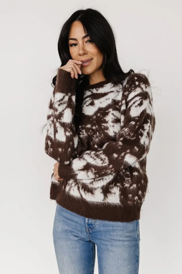 Women Sweaters Baltic Born Fairbanks Sweater Brown Print