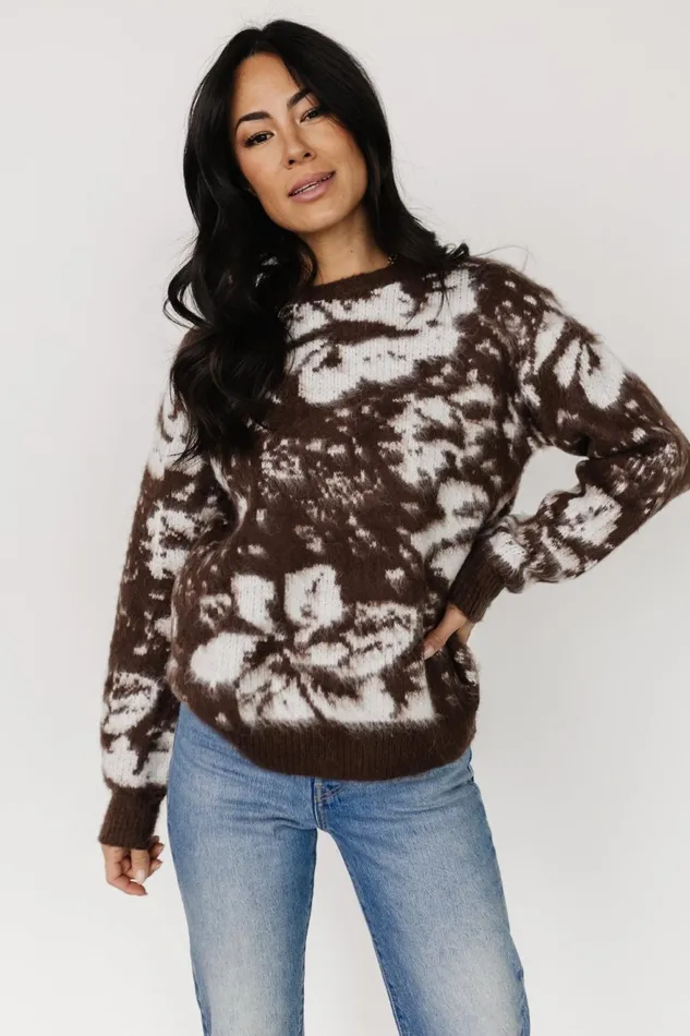 Women Sweaters Baltic Born Fairbanks Sweater Brown Print