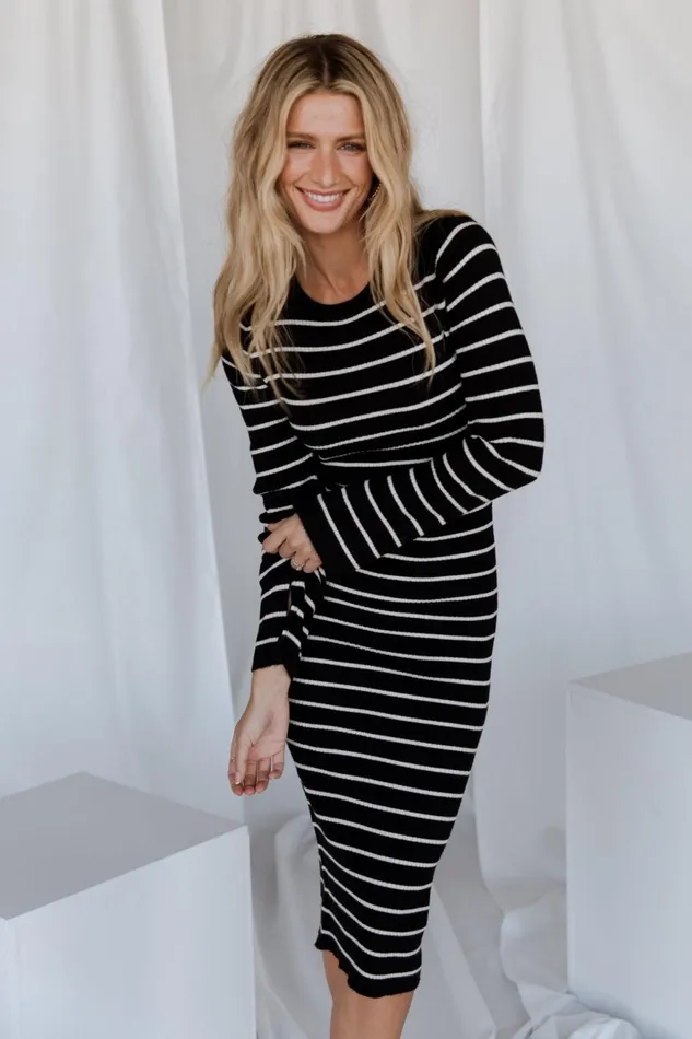 Women Sweaters Baltic Born Iggy Sweater Dress Black Ivory