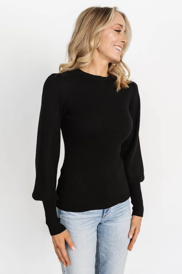 Women Sweaters Baltic Born Lilou Rib Knit Sweater Black