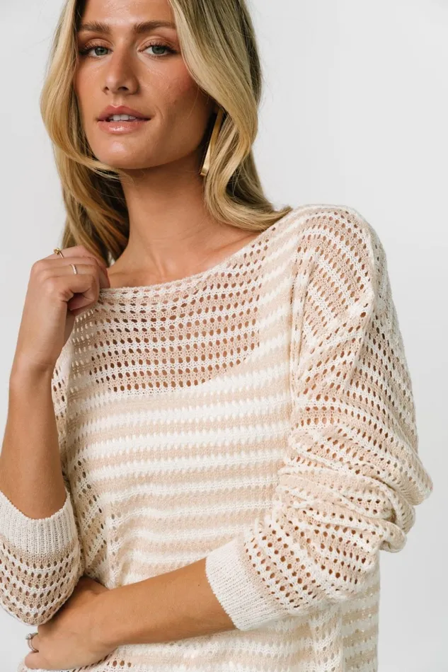 Women Sweaters Baltic Born Valissa Open Knit Top White Sand