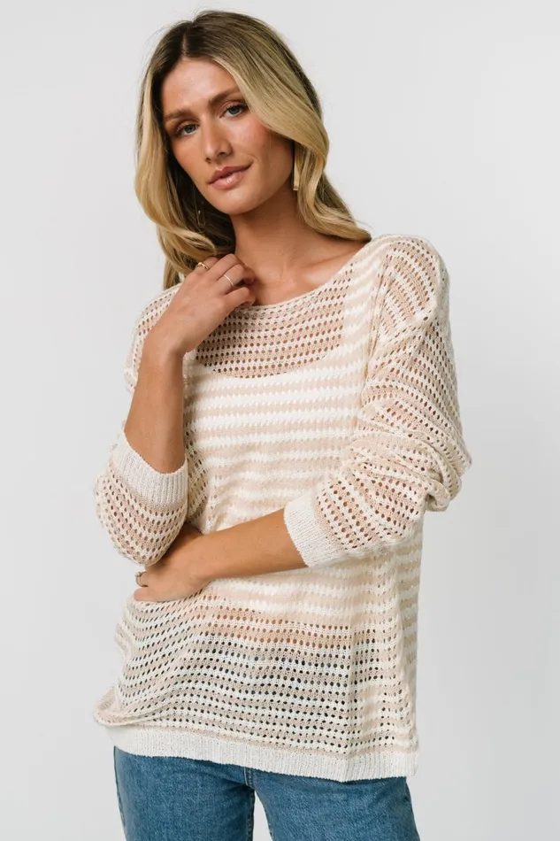Women Sweaters Baltic Born Valissa Open Knit Top White Sand