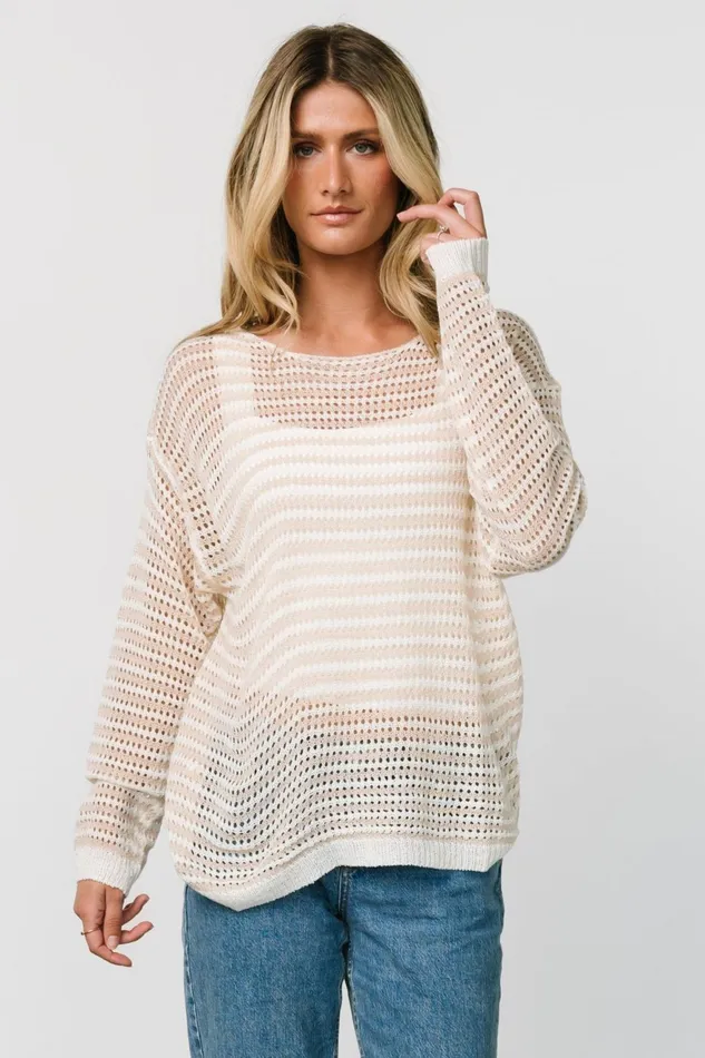 Women Sweaters Baltic Born Valissa Open Knit Top White Sand