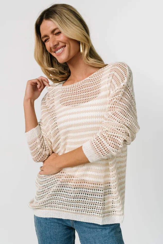 Women Sweaters Baltic Born Valissa Open Knit Top White Sand