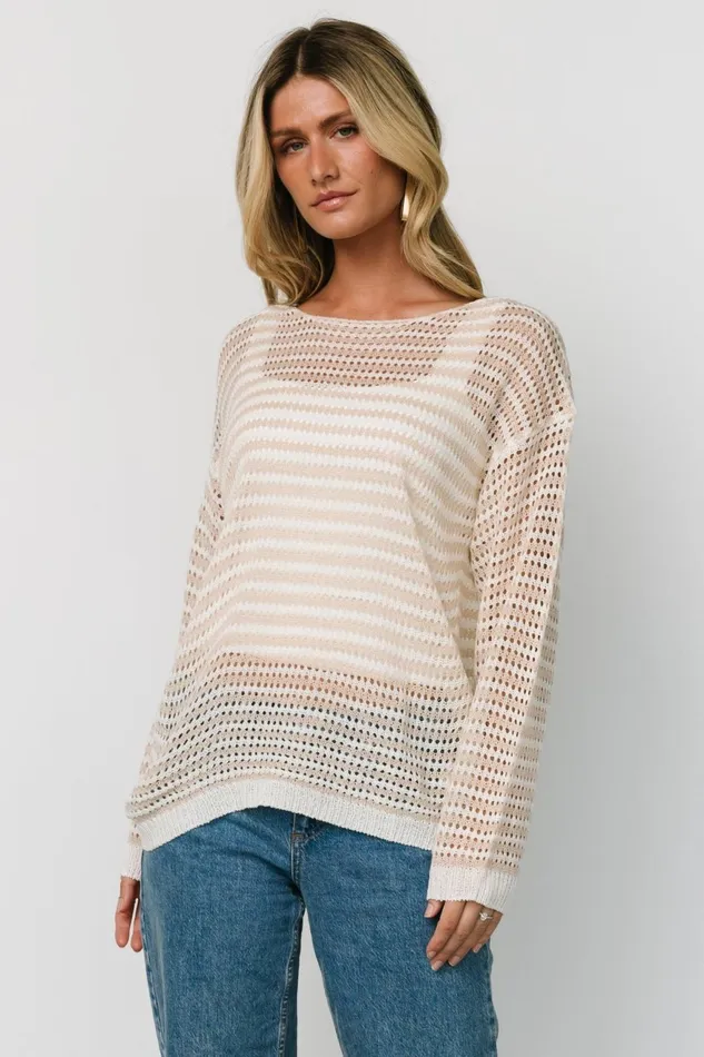 Women Sweaters Baltic Born Valissa Open Knit Top White Sand