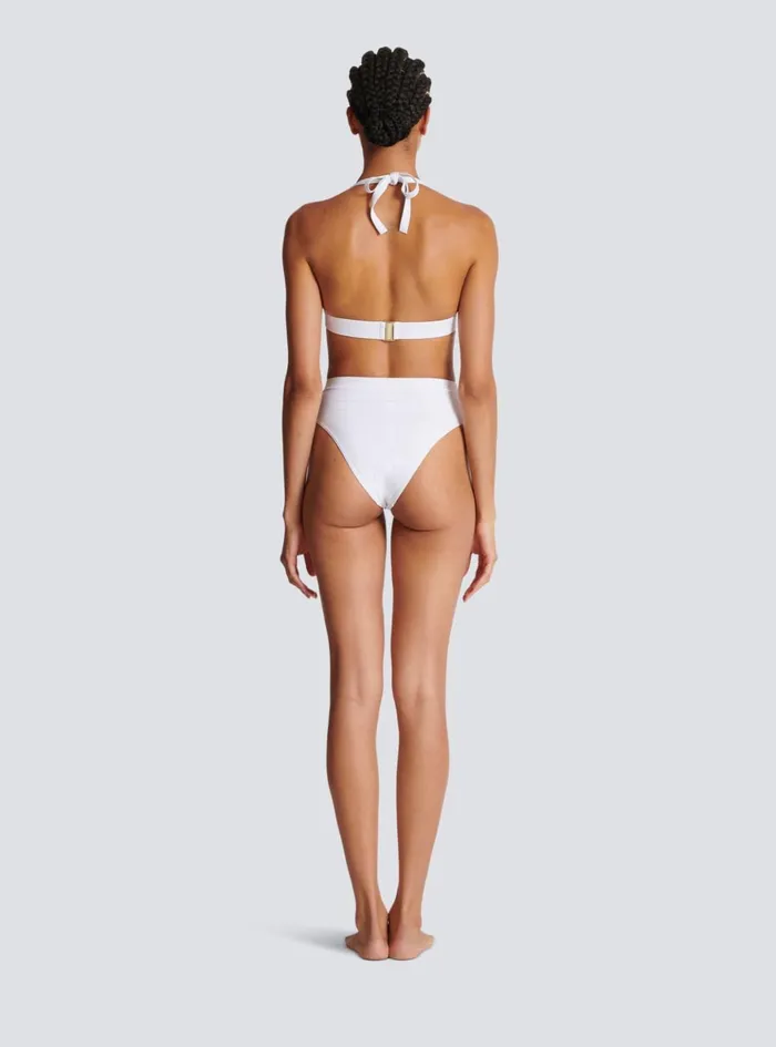 Women Swimwear Balmain Twopiece Swimming Costume With Buttons White