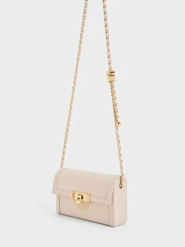 Women Tallulah Quilted PushLock Clutch 8211 Oat CHARLES and KEITH Clutches