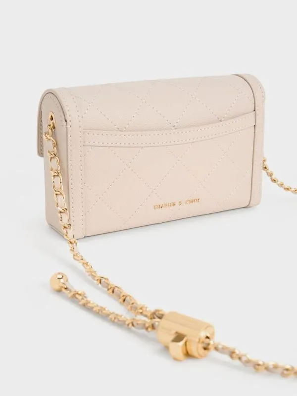Women Tallulah Quilted PushLock Clutch 8211 Oat CHARLES and KEITH Clutches