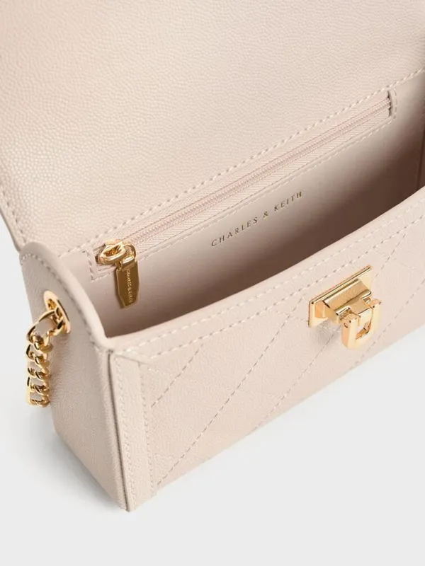 Women Tallulah Quilted PushLock Clutch 8211 Oat CHARLES and KEITH Clutches