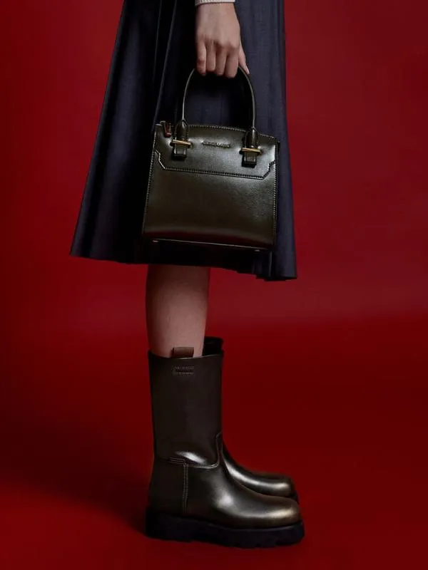 Women Temmie Structured Tote Bag 8211 Dark Moss CHARLES and KEITH Top Handle Bags