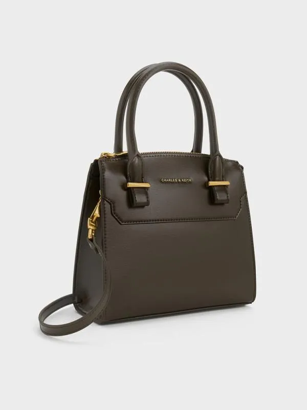 Women Temmie Structured Tote Bag 8211 Dark Moss CHARLES and KEITH Top Handle Bags