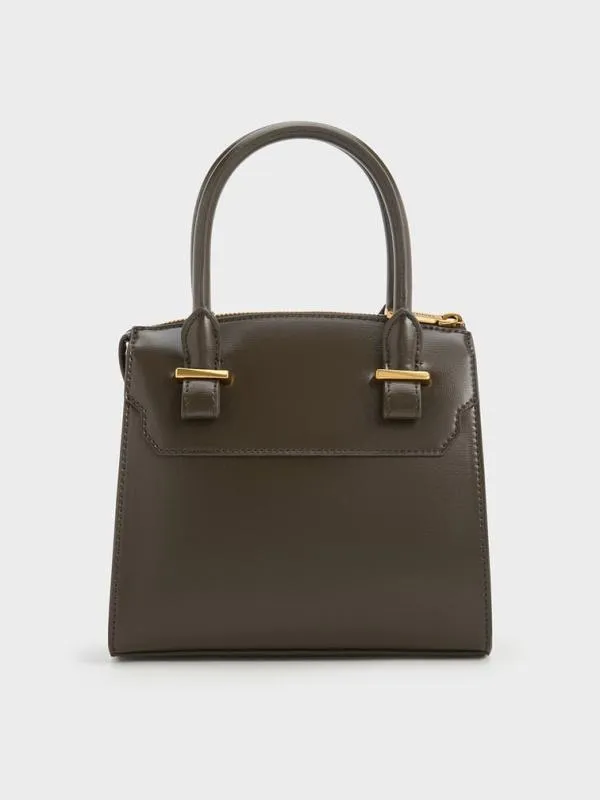 Women Temmie Structured Tote Bag 8211 Dark Moss CHARLES and KEITH Top Handle Bags