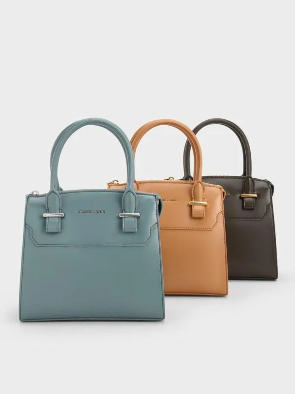 Women Temmie Structured Tote Bag 8211 Dark Moss CHARLES and KEITH Top Handle Bags