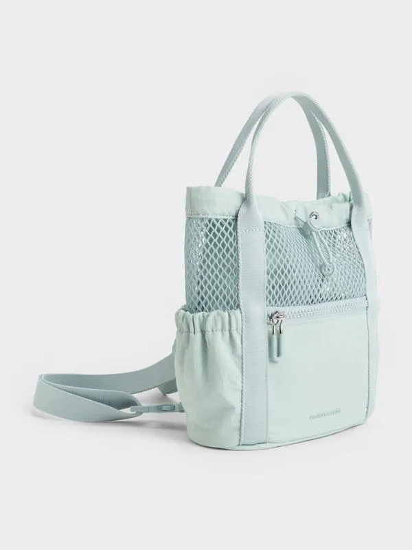 Women Terra Mesh and Nylon MultiWay Bag 8211 Sage Green CHARLES and KEITH Slouchy Bags