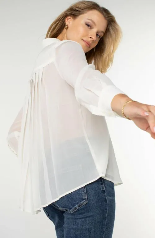 Women Tops Liverpool Los Angeles Long Sleeve Shirt With Pleat Back Ivory