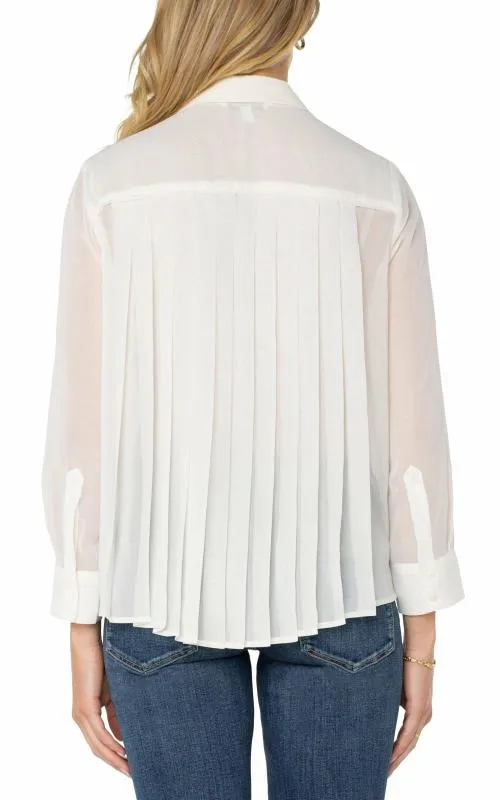 Women Tops Liverpool Los Angeles Long Sleeve Shirt With Pleat Back Ivory