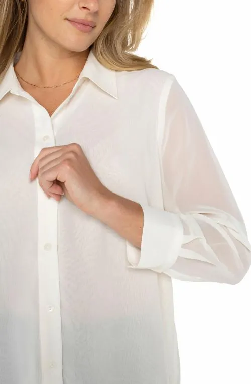 Women Tops Liverpool Los Angeles Long Sleeve Shirt With Pleat Back Ivory