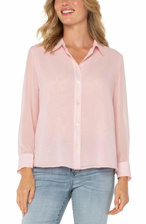 Women Tops Liverpool Los Angeles Long Sleeve Shirt With Pleat Back Soft Pink