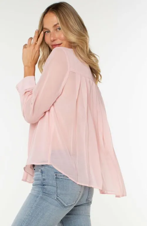 Women Tops Liverpool Los Angeles Long Sleeve Shirt With Pleat Back Soft Pink