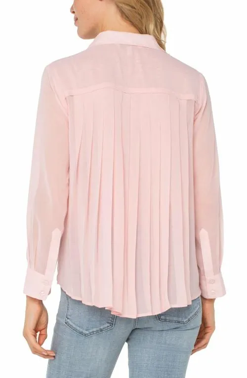 Women Tops Liverpool Los Angeles Long Sleeve Shirt With Pleat Back Soft Pink