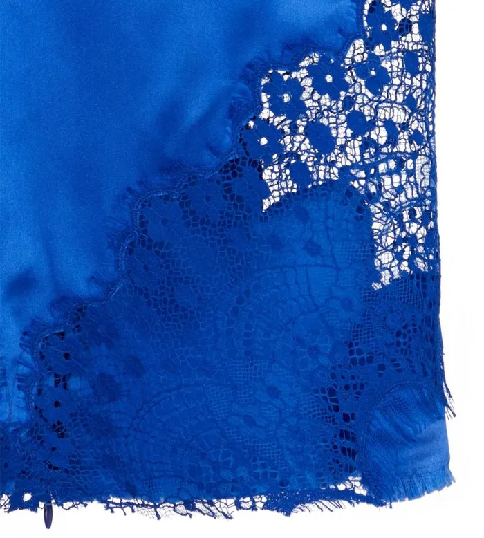 Women Tops Tom Ford Silk Satin Top With Lace Inserts Cobalt Blue Women Tops Tom Ford Silk Satin Top With Lace Inserts Cobalt Blue