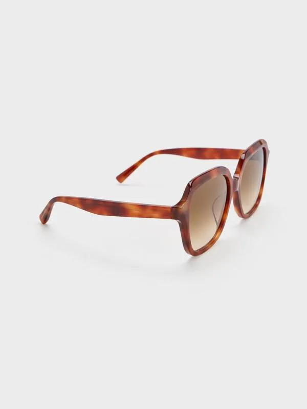 Women Tortoiseshell Recycled Acetate WideSquare Sunglasses 8211 T Shell CHARLES and KEITH Butterfly