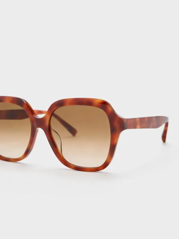 Women Tortoiseshell Recycled Acetate WideSquare Sunglasses 8211 T Shell CHARLES and KEITH Butterfly
