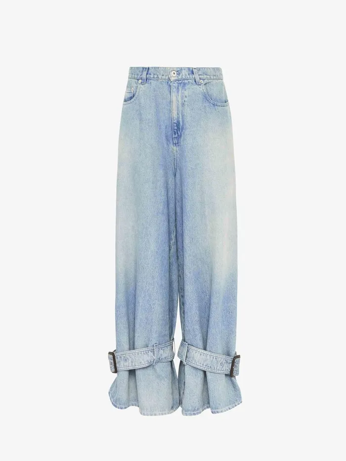 Women Trousers and Shorts JW Anderson BUCKLED CUFF DENIM JEANS Light Blue
