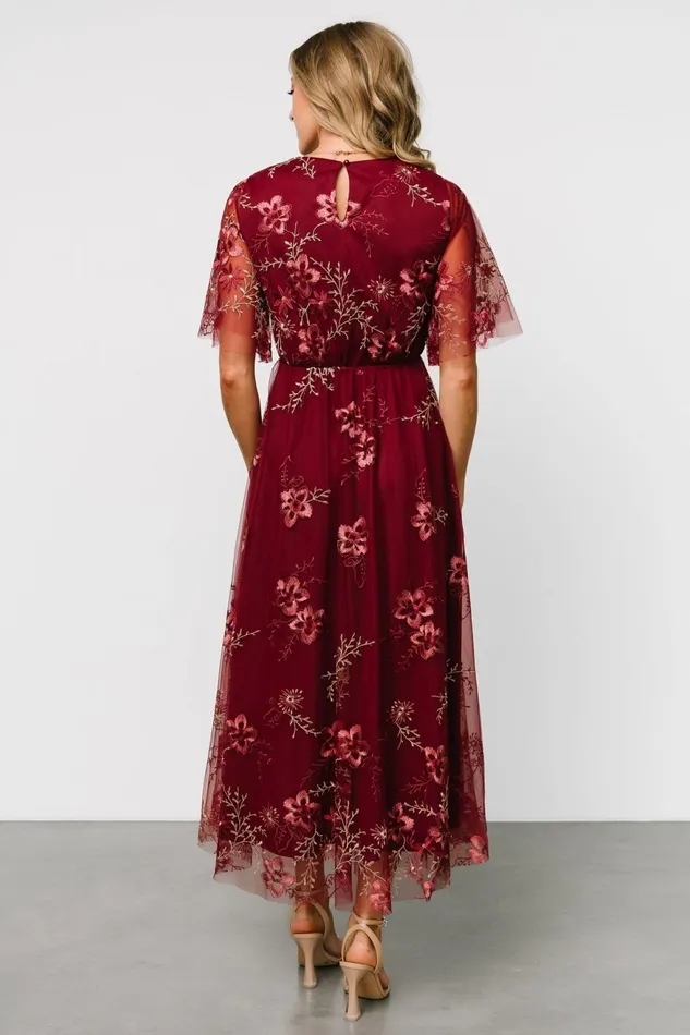 Women Tulle Styles Baltic Born Arabella Embroidered Tulle Maxi Dress Burgundy Floral Women Tulle Styles Baltic Born Arabella Embroidered Tulle Maxi Dress Burgundy Floral