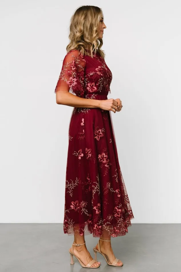 Women Tulle Styles Baltic Born Arabella Embroidered Tulle Maxi Dress Burgundy Floral Women Tulle Styles Baltic Born Arabella Embroidered Tulle Maxi Dress Burgundy Floral
