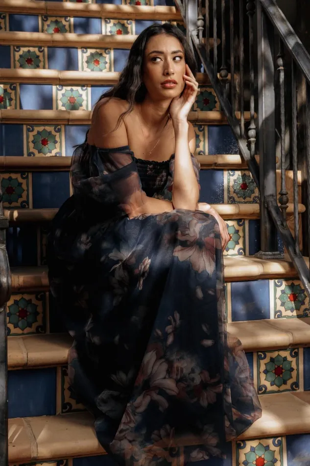 Women Tulle Styles Baltic Born Cassandra Tulle Maxi Dress Dark Blue Floral Women Tulle Styles Baltic Born Cassandra Tulle Maxi Dress Dark Blue Floral