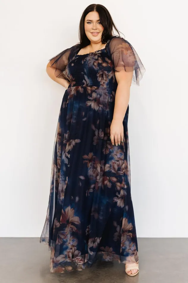 Women Tulle Styles Baltic Born Cassandra Tulle Maxi Dress Dark Blue Floral Women Tulle Styles Baltic Born Cassandra Tulle Maxi Dress Dark Blue Floral
