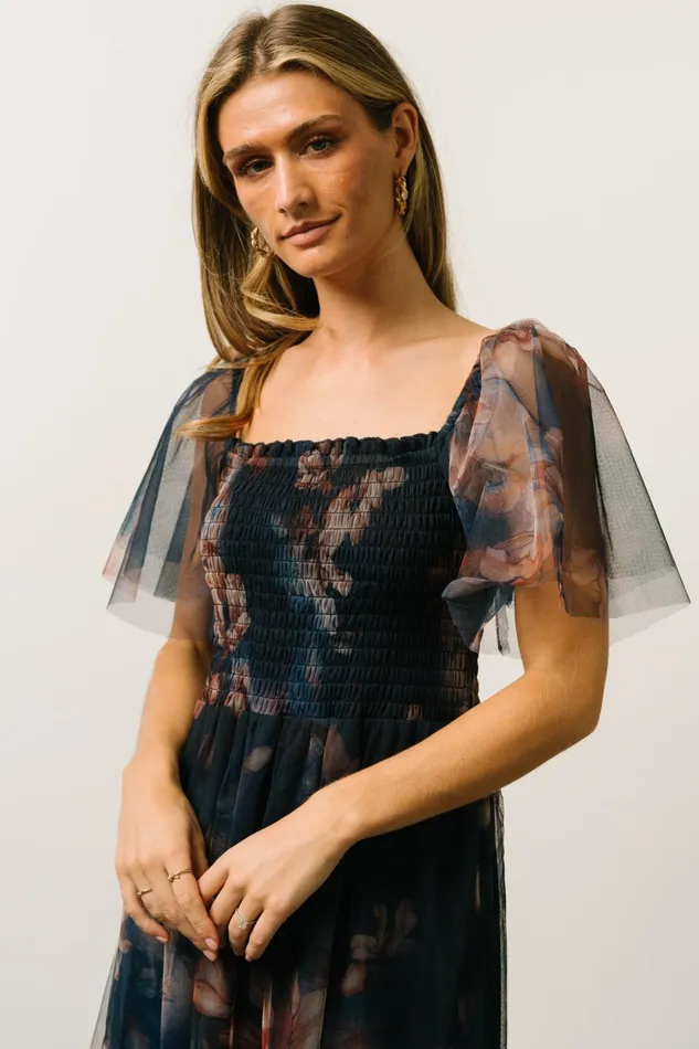Women Tulle Styles Baltic Born Cassandra Tulle Maxi Dress Dark Blue Floral Women Tulle Styles Baltic Born Cassandra Tulle Maxi Dress Dark Blue Floral