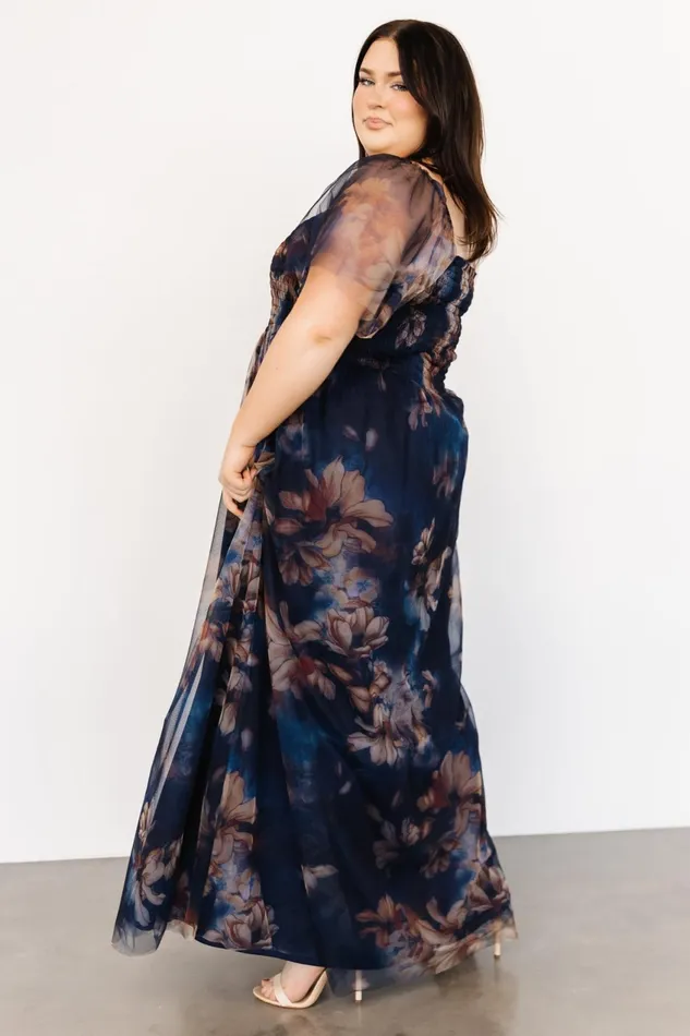Women Tulle Styles Baltic Born Cassandra Tulle Maxi Dress Dark Blue Floral Women Tulle Styles Baltic Born Cassandra Tulle Maxi Dress Dark Blue Floral