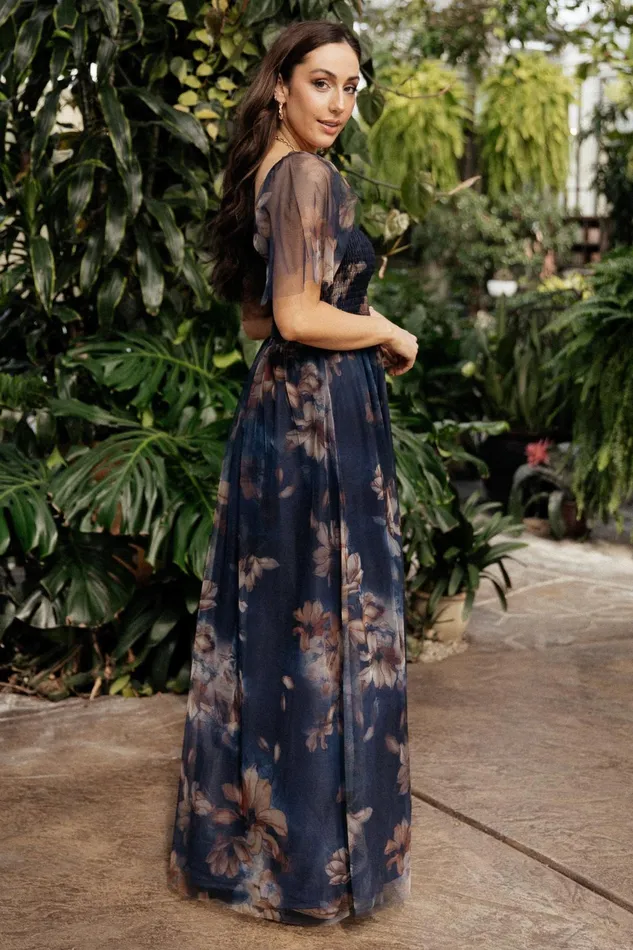Women Tulle Styles Baltic Born Cassandra Tulle Maxi Dress Dark Blue Floral Women Tulle Styles Baltic Born Cassandra Tulle Maxi Dress Dark Blue Floral