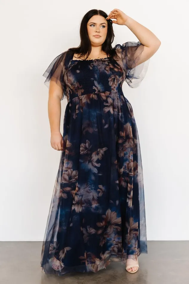 Women Tulle Styles Baltic Born Cassandra Tulle Maxi Dress Dark Blue Floral Women Tulle Styles Baltic Born Cassandra Tulle Maxi Dress Dark Blue Floral