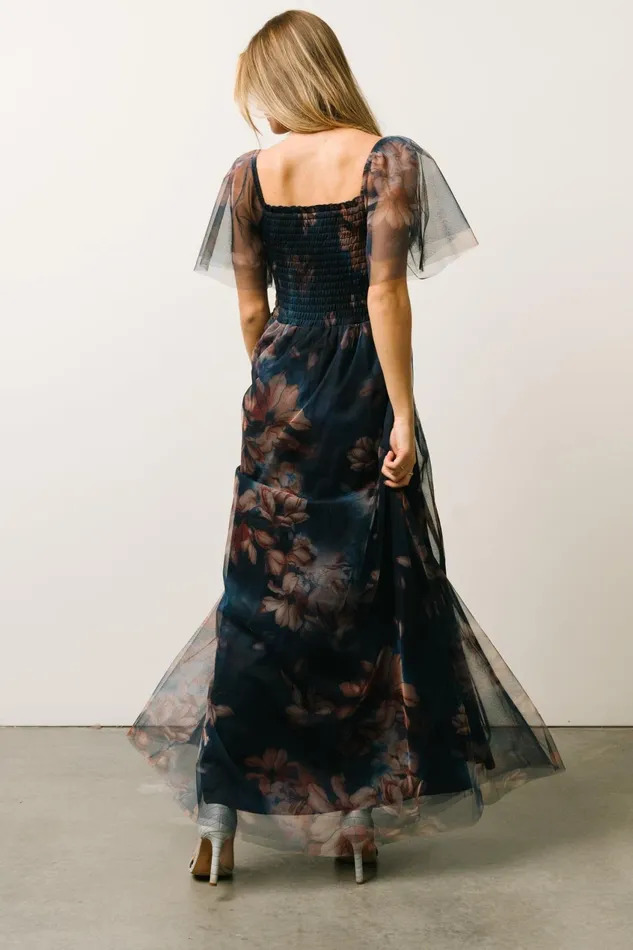 Women Tulle Styles Baltic Born Cassandra Tulle Maxi Dress Dark Blue Floral Women Tulle Styles Baltic Born Cassandra Tulle Maxi Dress Dark Blue Floral