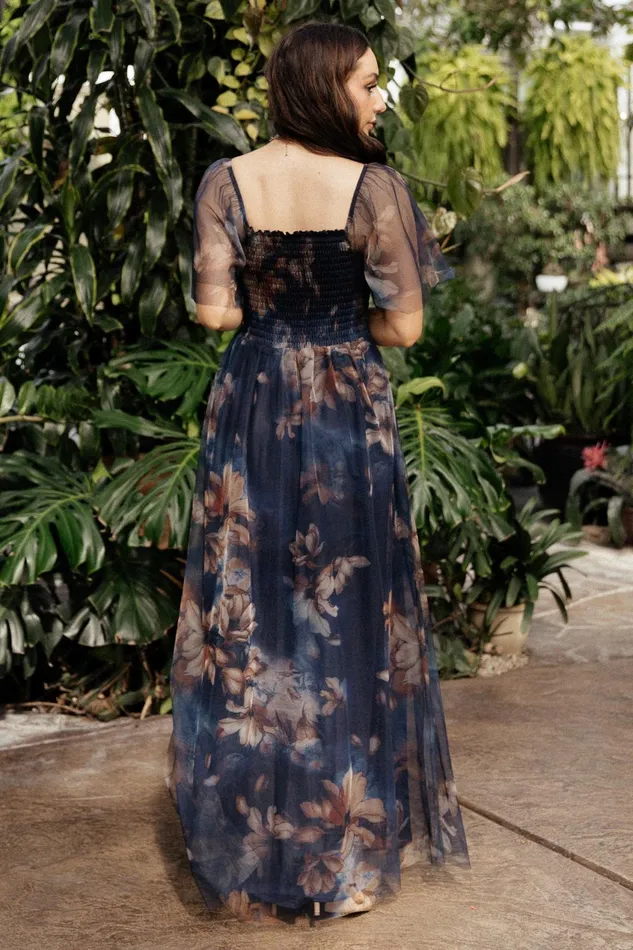 Women Tulle Styles Baltic Born Cassandra Tulle Maxi Dress Dark Blue Floral Women Tulle Styles Baltic Born Cassandra Tulle Maxi Dress Dark Blue Floral