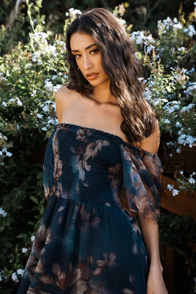 Women Tulle Styles Baltic Born Cassandra Tulle Maxi Dress Dark Blue Floral Women Tulle Styles Baltic Born Cassandra Tulle Maxi Dress Dark Blue Floral