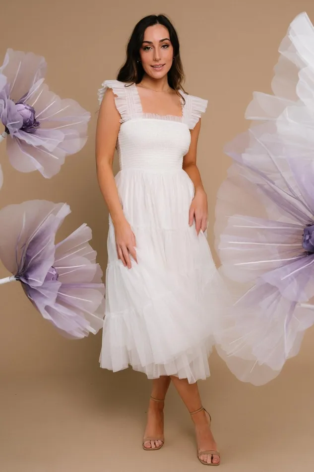 Women Tulle Styles Baltic Born Emma Smocked Tulle Dress Off White