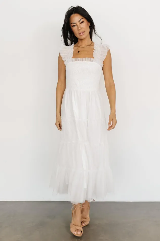 Women Tulle Styles Baltic Born Emma Smocked Tulle Dress Off White