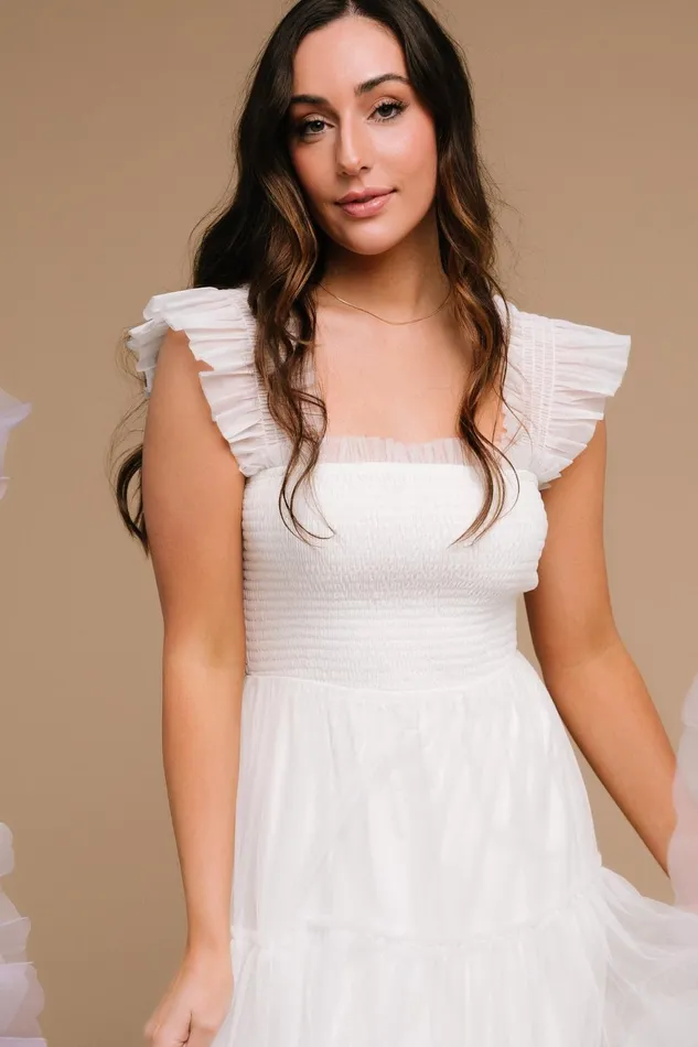 Women Tulle Styles Baltic Born Emma Smocked Tulle Dress Off White