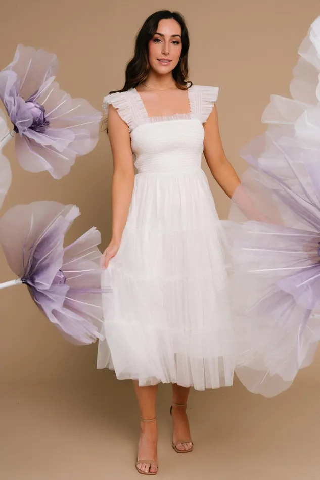Women Tulle Styles Baltic Born Emma Smocked Tulle Dress Off White