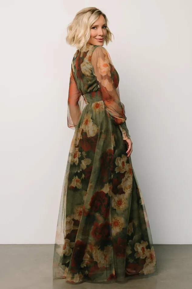 Women Tulle Styles Baltic Born Layla Tulle Maxi Dress Olive Rust