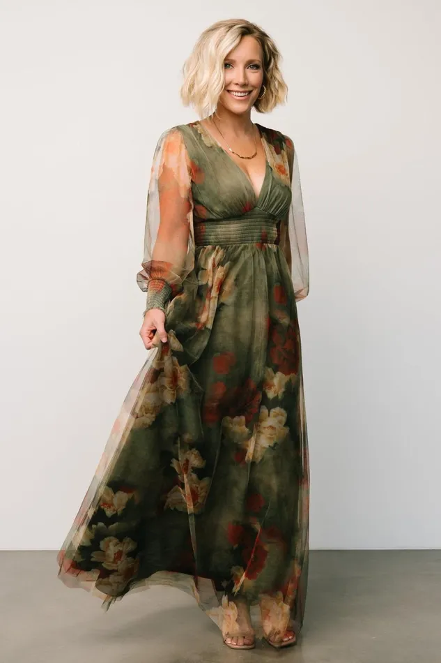 Women Tulle Styles Baltic Born Layla Tulle Maxi Dress Olive Rust