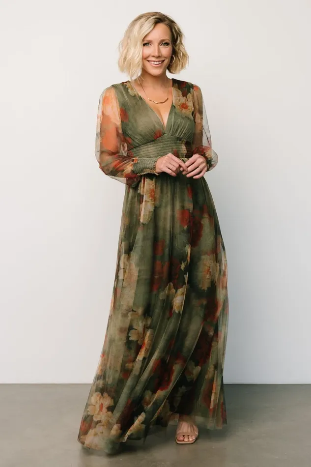 Women Tulle Styles Baltic Born Layla Tulle Maxi Dress Olive Rust
